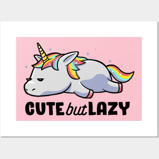 Cute But Lazy Funny Unicorn Gift Posters and Art